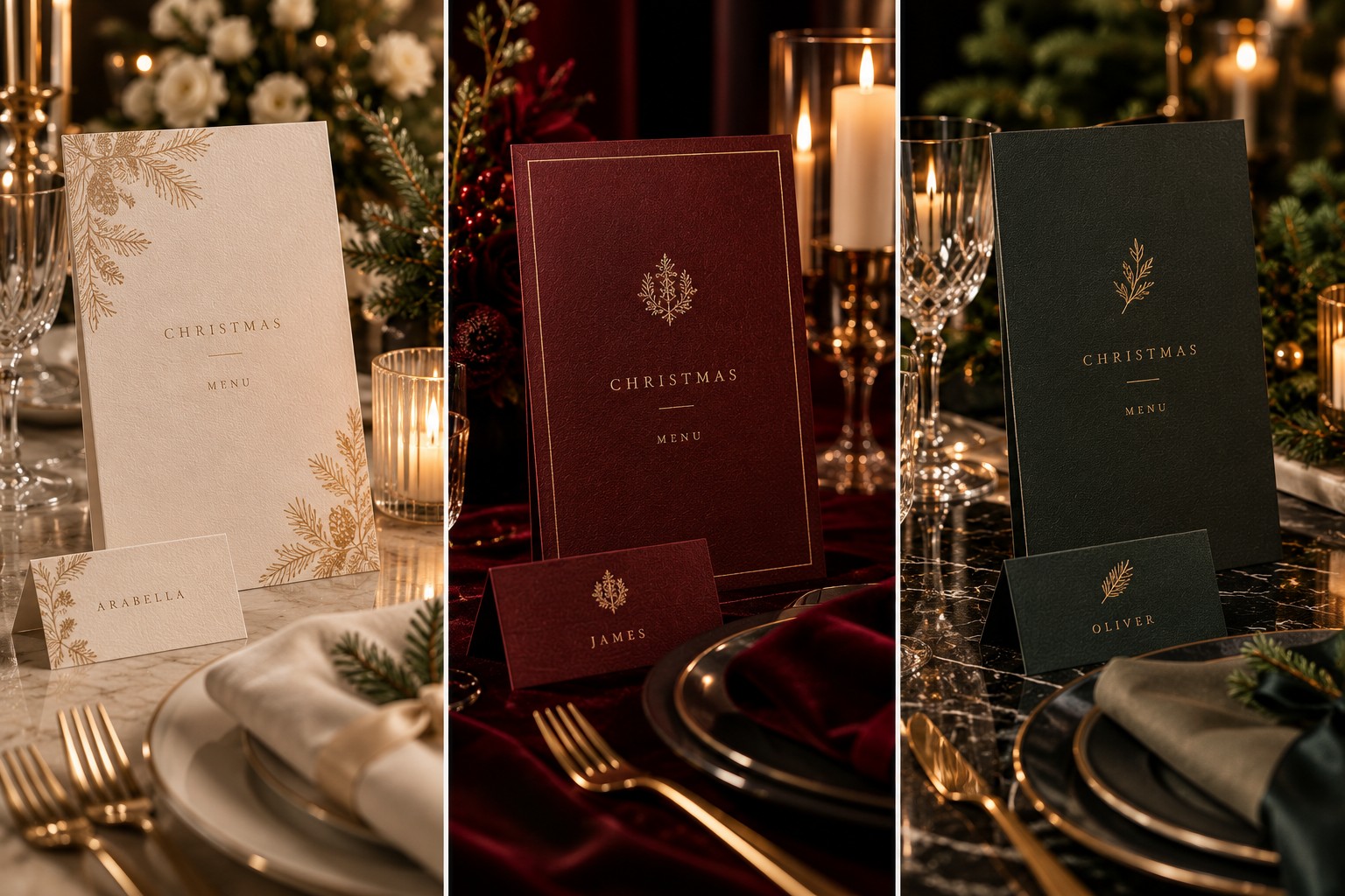 Christmas & Event Menus and Place Cards — bespoke festive collection