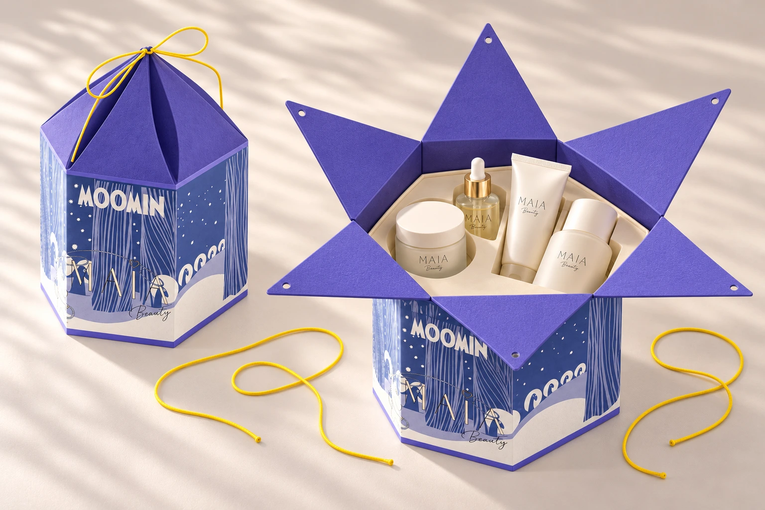 Winter in the Woods: open christmas / blue edition with beauty products, product visualisation