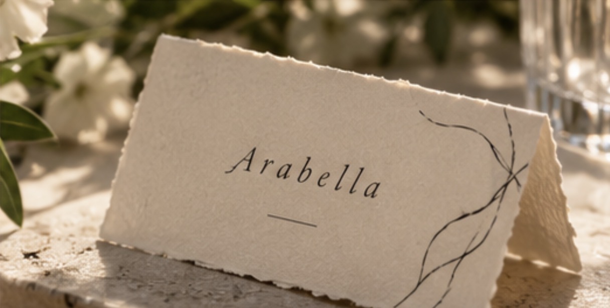 Personalised folded Arabella name card